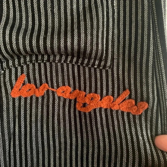 🩵Vintage Havana Black White Striped "Take A Trip" Emboridered Button Up  (S) - Picture 11 of 11